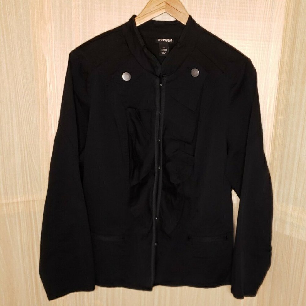 Lane Bryant Womens Plus Black Cotton Blend Jacket